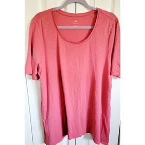 J. Jill 2X Pima Short Sleeve‎ T-Shirt 100% Cotton Women's Salmon Round Neck SS